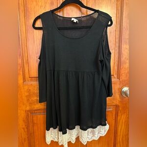 Black Long Sleeve Dress with Lace Detail